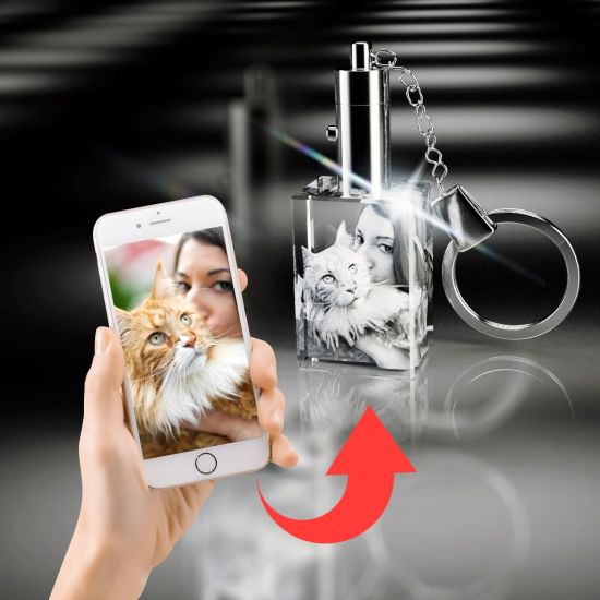 3D Crystal Rectangle Keychains